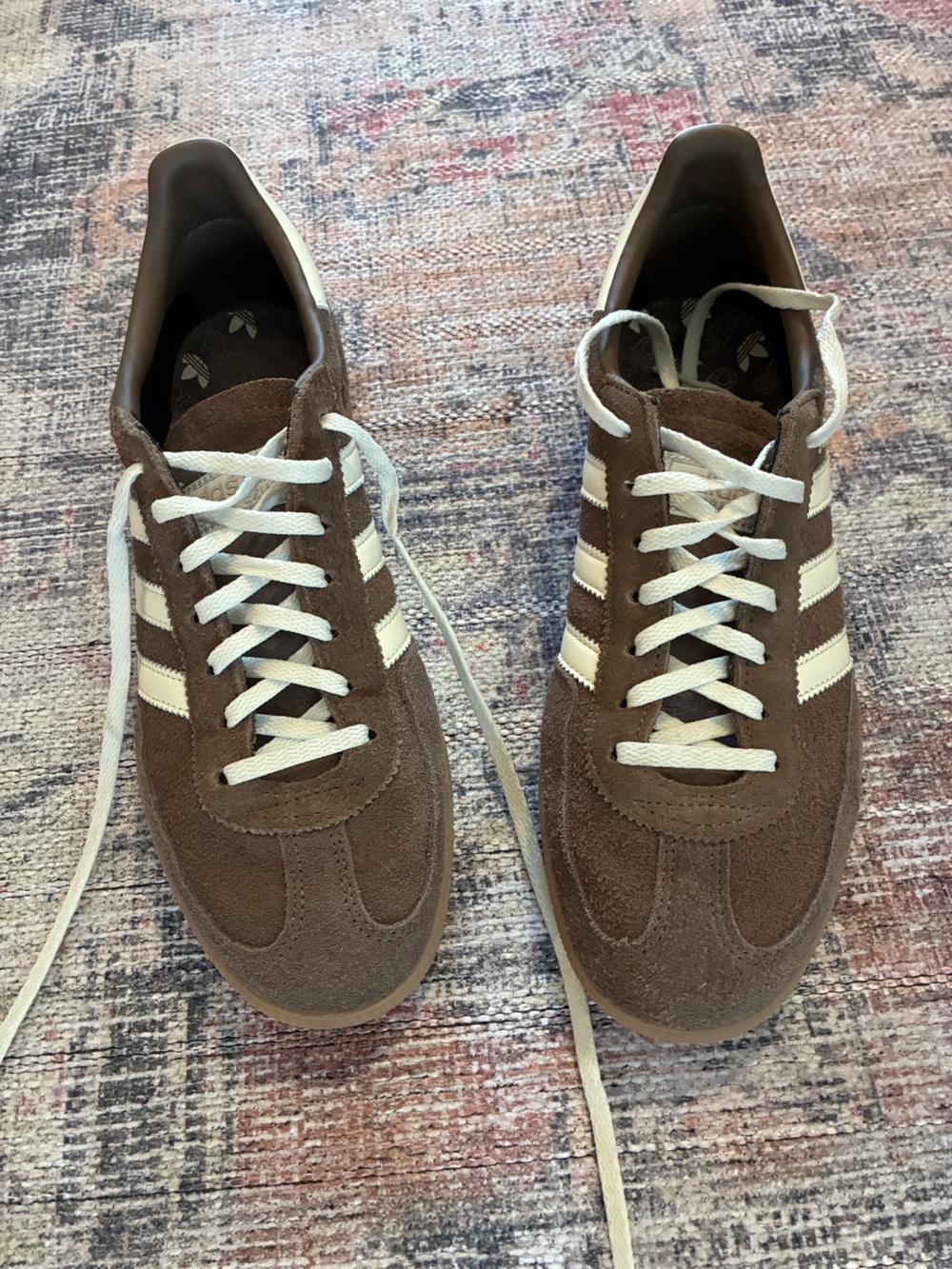 Adidas Spezial: Brown Suede Sneakers with Cream Stripes - Picture 3 of 6